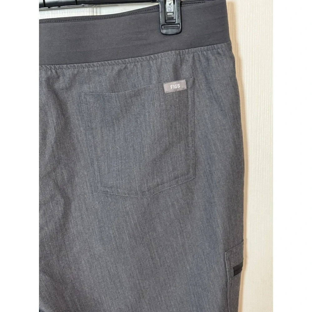 FIGS Zamora Jogger Scrub Pants Gray Teal Zip Cargo Pocket XL
